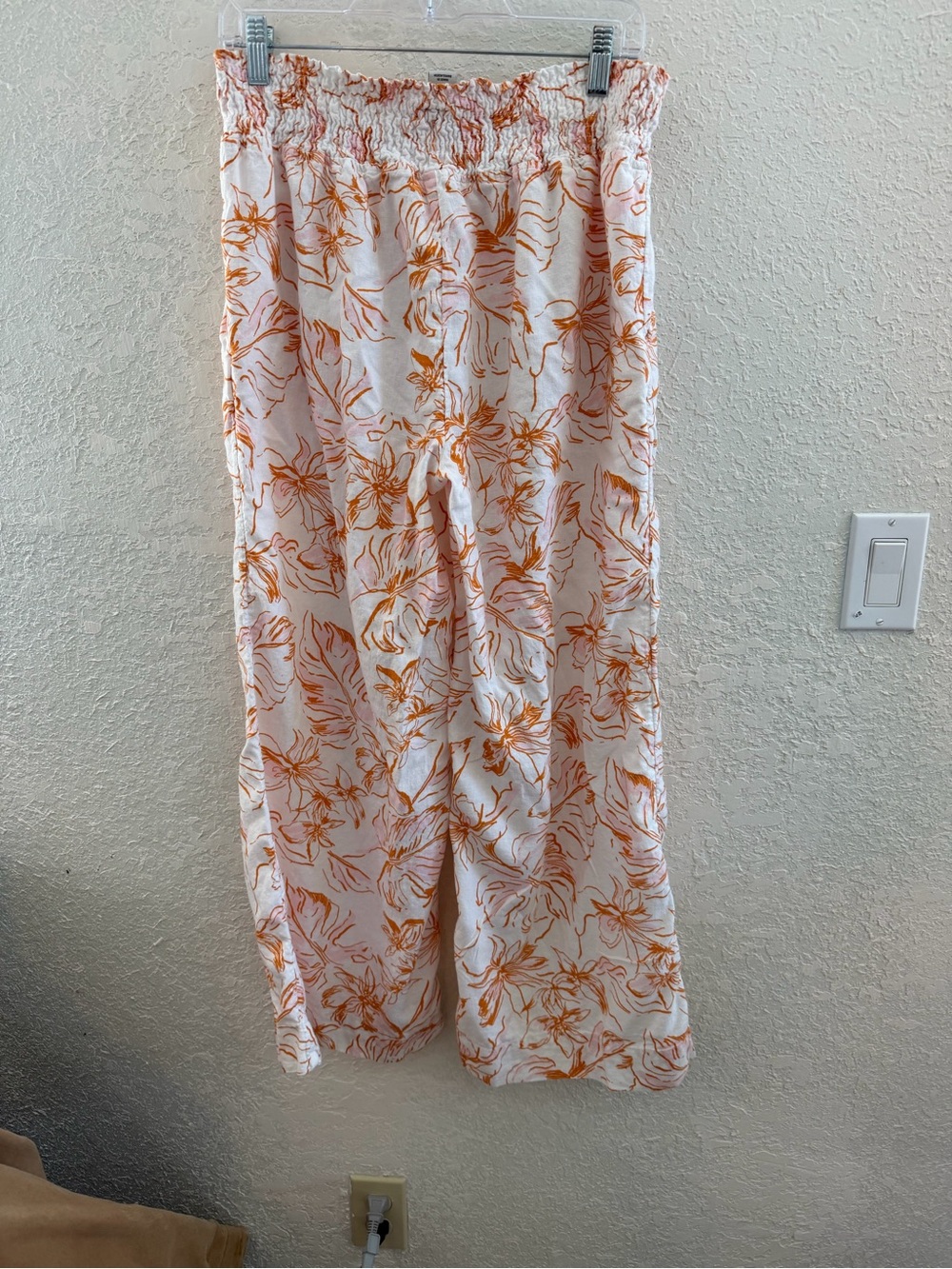 Joie Floral Wide Leg Linen Pants Orange print Sz Med